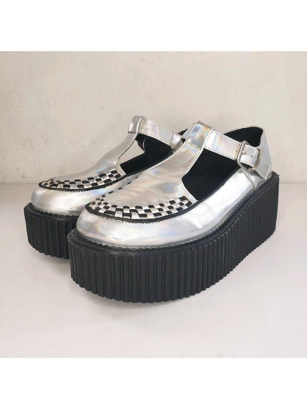 Demonia Cult Creeper Hologram Platform Mary Jane Shoes Women's Size 10